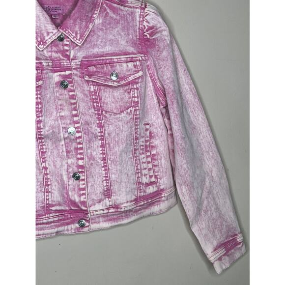 NWT Candace Cameron Bure Rose Quartz Denim Jacket Puff Shoulders Sz 6 Reg - Picture 3 of 7